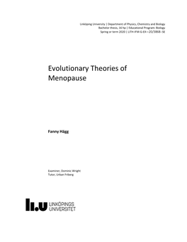 Evolutionary Theories of Menopause