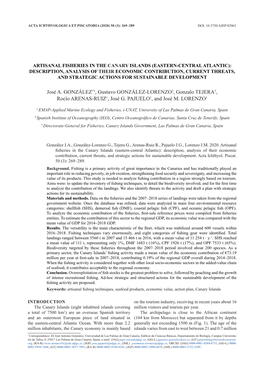 José A. GONZÁLEZ*1, Gustavo GONZÁLEZ-LORENZO2, Gonzalo TEJERA3, Rocío ARENAS-RUIZ1, José G