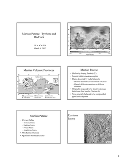 Martian Paterae: Tyrrhena and Hadriaca Martian Volcanic