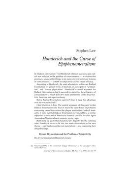 Honderich and the Curse of Epiphenomenalism