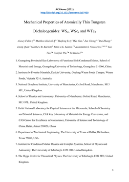 Mechanical Properties of Atomically Thin Tungsten Dichalcogenides