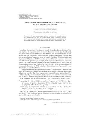 Regularity Properties of Distributions and Ultradistributions