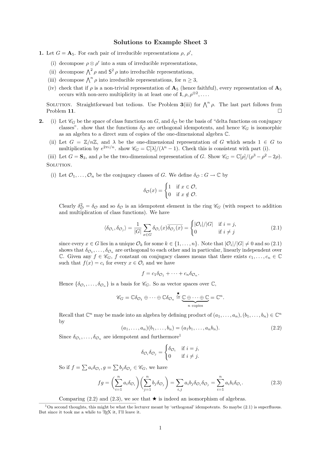 Solutions to Example Sheet 3 - DocsLib