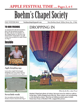 DROPPING in As Announced in the Last Newsletter, This Is the Last Printed Newsletter for Those Who Are Not Members of the Chapel Society Or Who Have Not Donated $10