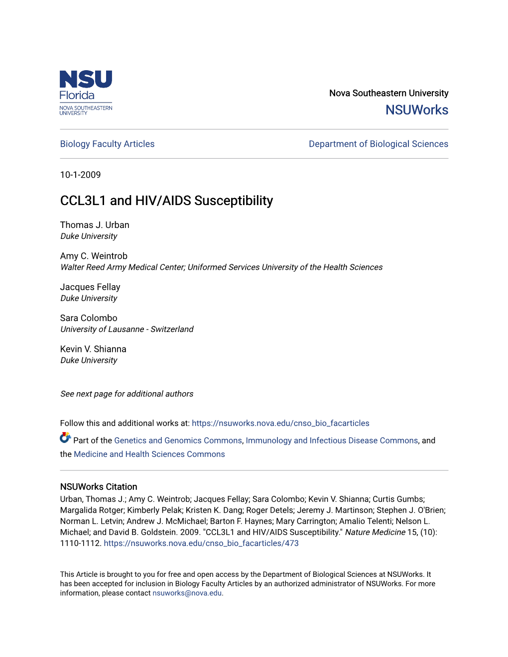 CCL3L1 and HIV/AIDS Susceptibility