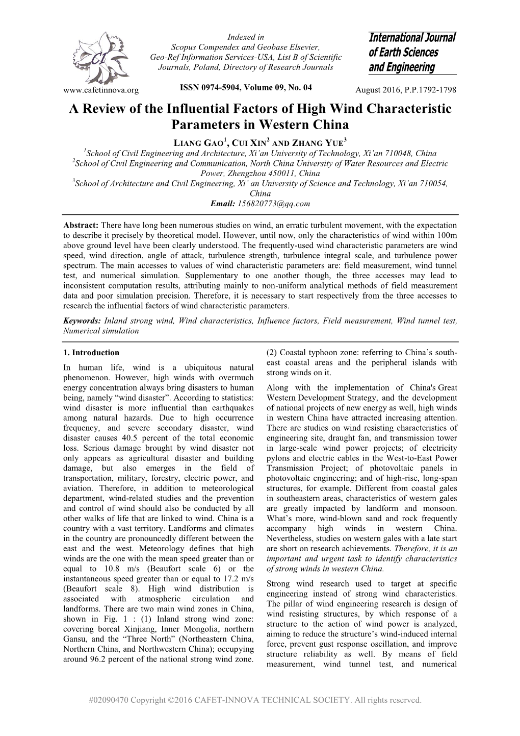 A Review of the Influential Factors of High Wind Characteristic Parameters in Western China