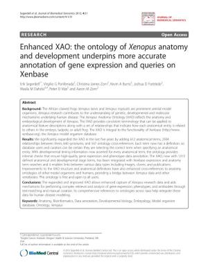 Enhanced XAO: the Ontology of Xenopus Anatomy And