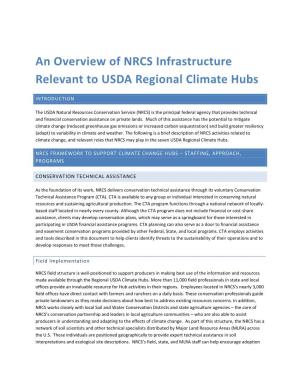 An Overview of NRCS Infrastructure Relevant to USDA Regional Climate Hubs