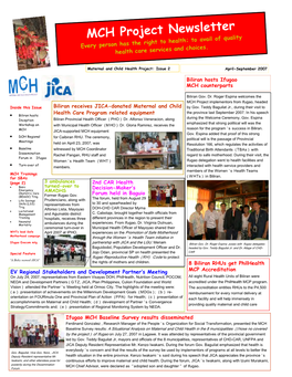 MCH Project Newsletter