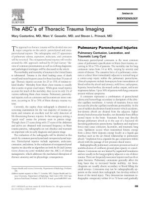 The ABC's of Thoracic Trauma Imaging