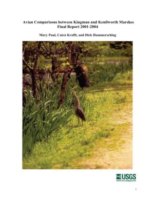 Avian Comparisons Between Kingman and Kenilworth Marshes Final Report 2001-2004