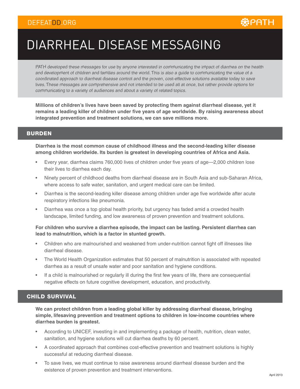 Diarrheal Disease Messaging