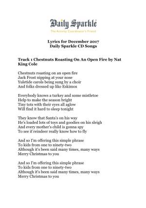 Lyrics for December 2017 Daily Sparkle CD Songs Track 1