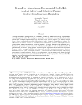 Demand for Information on Environmental Health Risk, Mode of Delivery, and Behavioral Change: Evidence from Sonargaon, Bangladesh