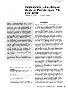 Human-Induced Sedímentologícal Changes in Manzala Lagoon, Nile Delta, Egypt