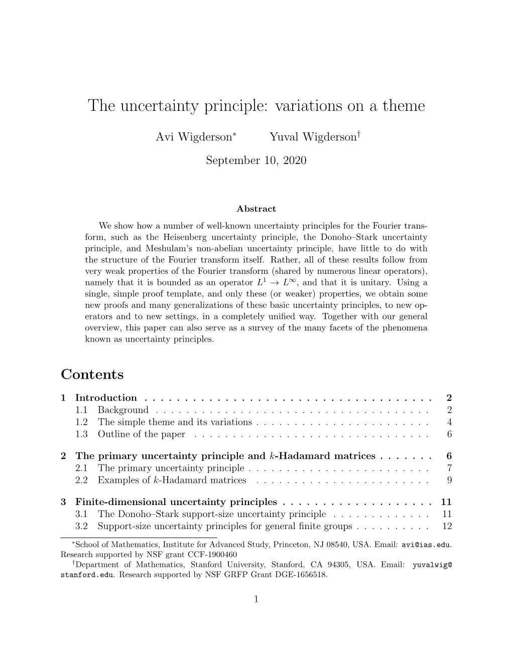 The Uncertainty Principle: Variations on a Theme