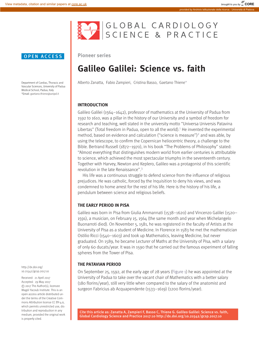 Galileo Galilei: Science Vs