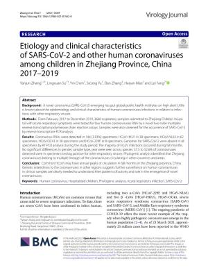 Etiology and Clinical Characteristics of SARS-Cov-2 and Other Human Coronaviruses Among Children in Zhejiang Province, China