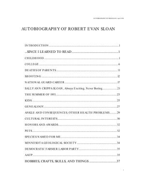 Autobiography of Robert Evan Sloan