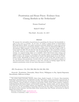 Prostitution and House Prices: Evidence from Closing Brothels in the Netherlands∗