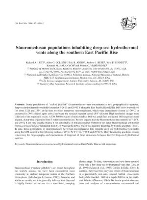 Stauromedusan Populations Inhabiting Deep-Sea Hydrothermal Vents Along the Southern East Pacific Rise