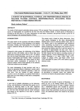 I the Central Mediterranean Naturalist 13 (1): 17 ,- 221 Malta, June 19991