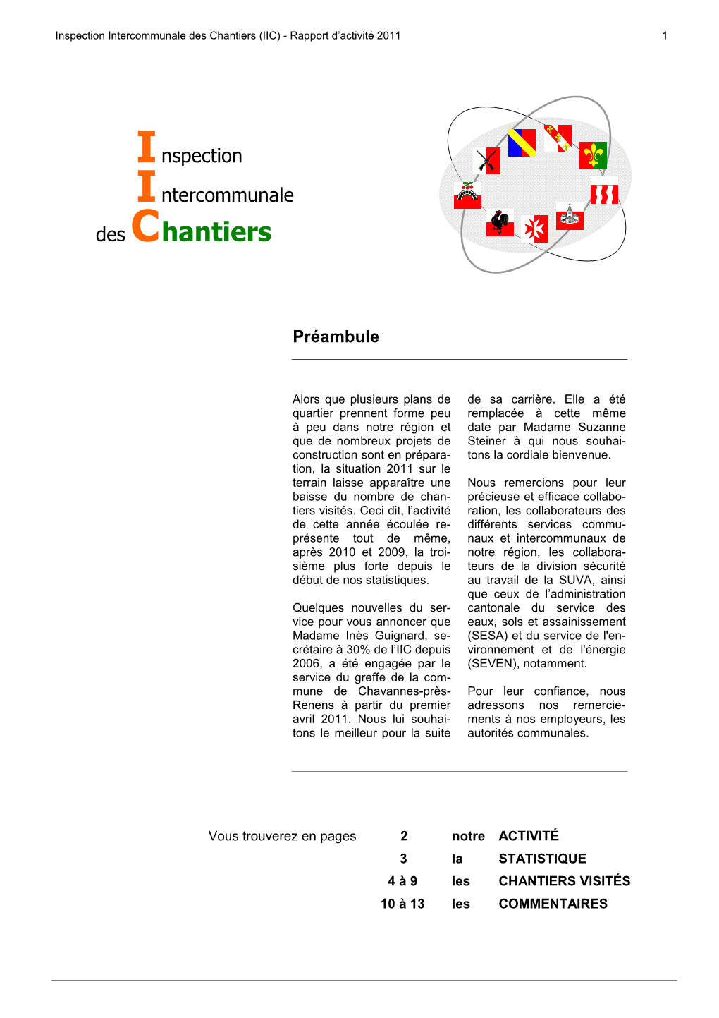 Des Chantiers (IIC) - Rapport D’Activité 2011 1