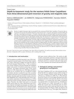 Depth-To-Basement Study for the Western Polish Outer Carpathians from Three-Dimensional Joint Inversion of Gravity and Magnetic Data