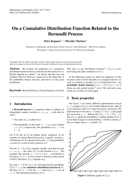 On a Cumulative Distribution Function Related to the Bernoulli Process