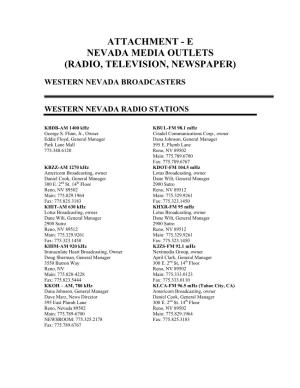 E Nevada Media Outlets (Radio, Television, Newspaper)