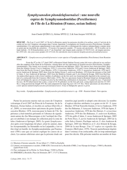 Symphysanodon Pitondelafournaisei a New Species Of