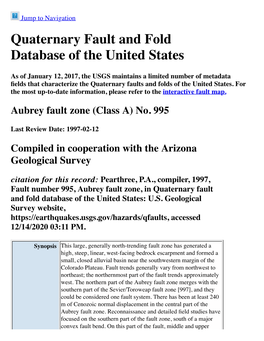 Quaternary Fault and Fold Database of the United States