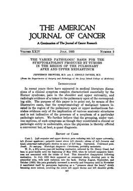 THE AMERICAN JOURNAL of CANCER a Continuation of the Journal of Cancer Reseokh