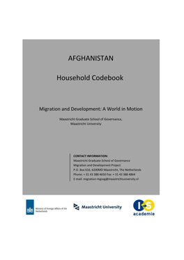 AFGHANISTAN Household Codebook - Migration and Development: a World in Motion
