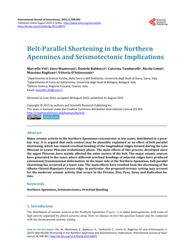Belt-Parallel Shortening in the Northern Apennines and Seismotectonic Implications