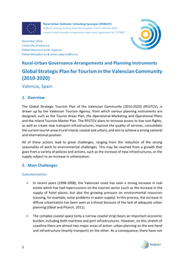 G-VAL2 Global Strategic Plan for Tourism in the Valencian