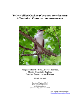 Yellow-Billed Cuckoo (Coccyzus Americanus): a Technical Conservation Assessment