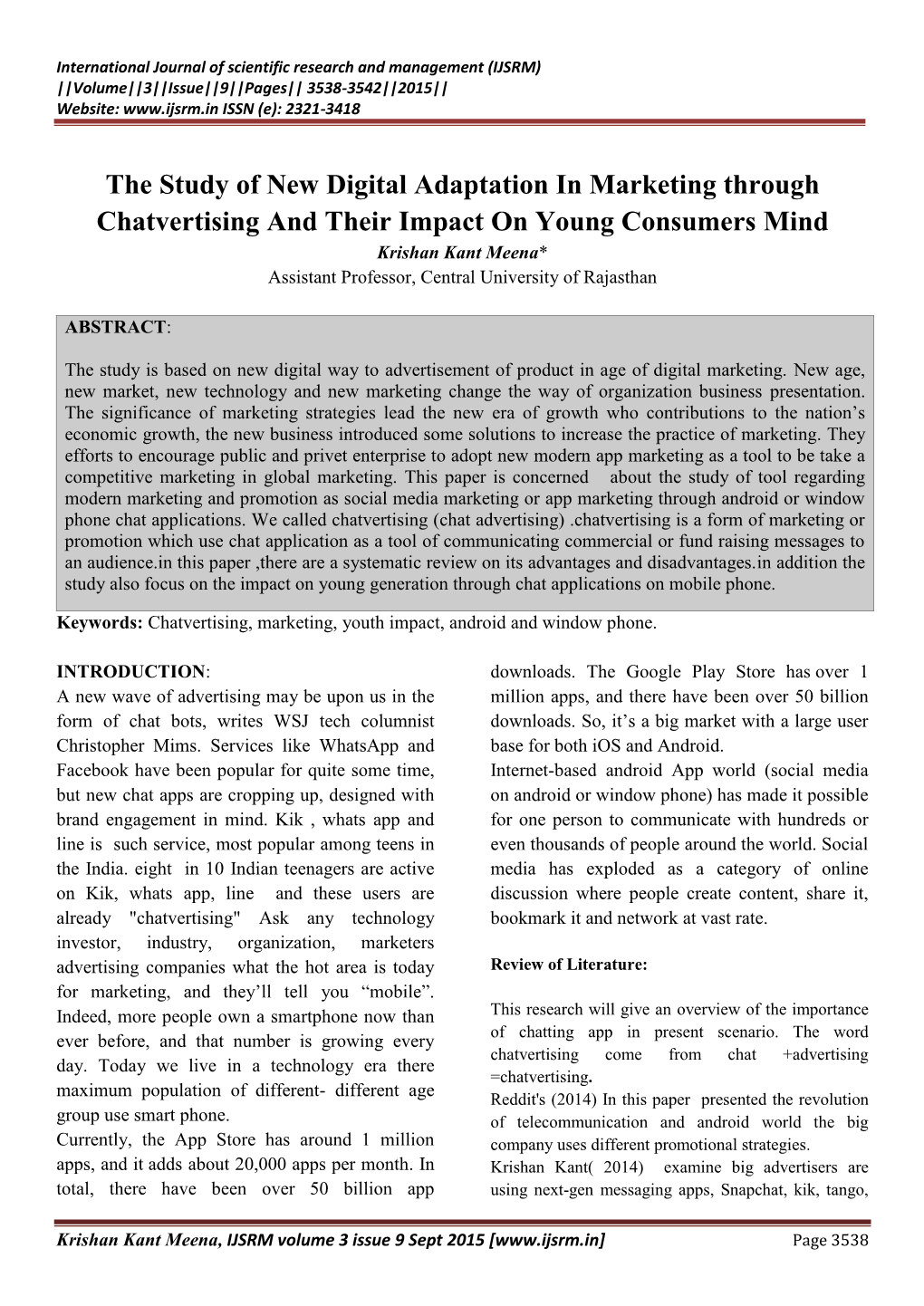 The Study of New Digital Adaptation in Marketing Through Chatvertising and Their Impact on Young Consumers Mind