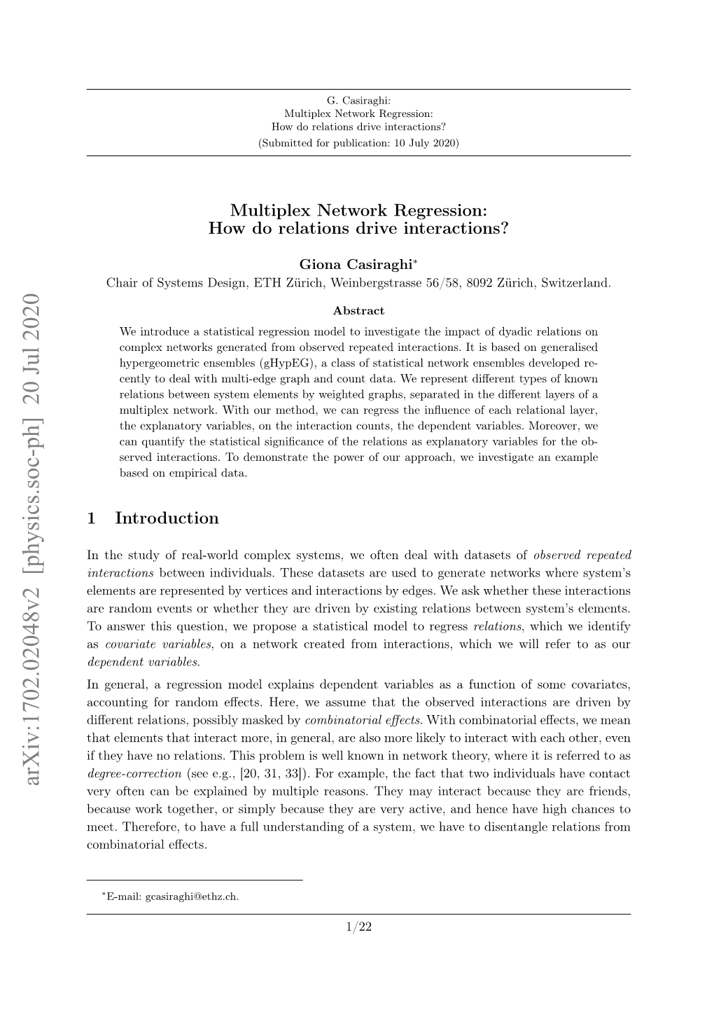 Multiplex Network Regression: How Do Relations Drive Interactions? (Submitted for Publication: 10 July 2020)