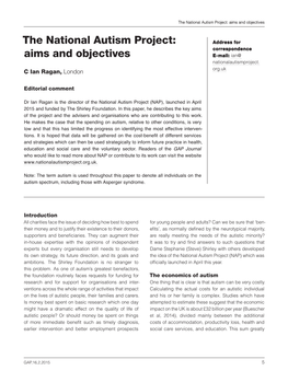 The National Autism Project: Aims and Objectives