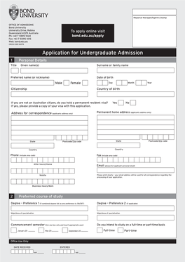 Admission: Undergraduate Application