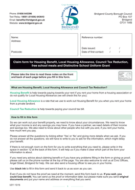 Claim Form for Housing Benefit, Local Housing Allowance, Council Tax