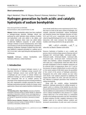 Hydrogen Generation by Both Acidic and Catalytic Hydrolysis of Sodium
