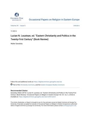"Eastern Christianity and Politics in the Twenty-First Century" (Book Review)