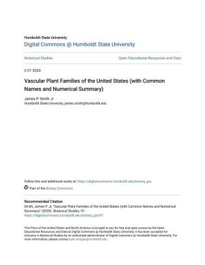 Vascular Plant Families of the United States (With Common Names and Numerical Summary)