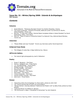 Winter/Spring 2008 : Islands & Archipelagos PDF Version