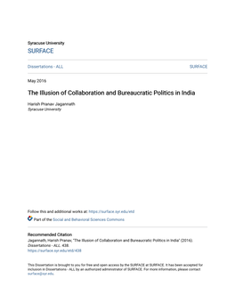 The Illusion of Collaboration and Bureaucratic Politics in India