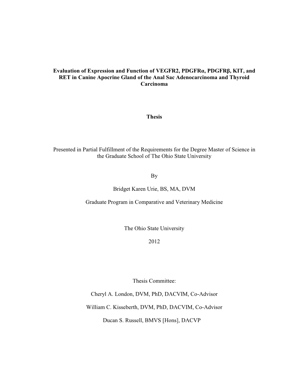 Evaluation of Expression and Function of VEGFR-2, PDGFR-Α, PDGFR-Β