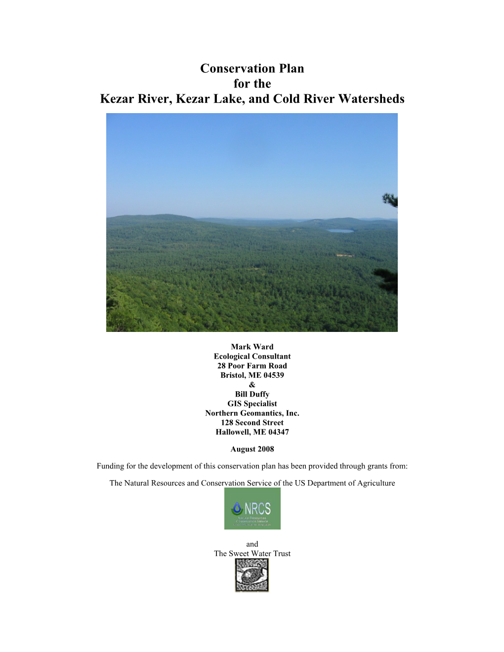 Conservation Plan for the Upper Saco River Watershed