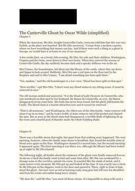 The Canterville Ghost by Oscar Wilde (Simplified) Chapter I